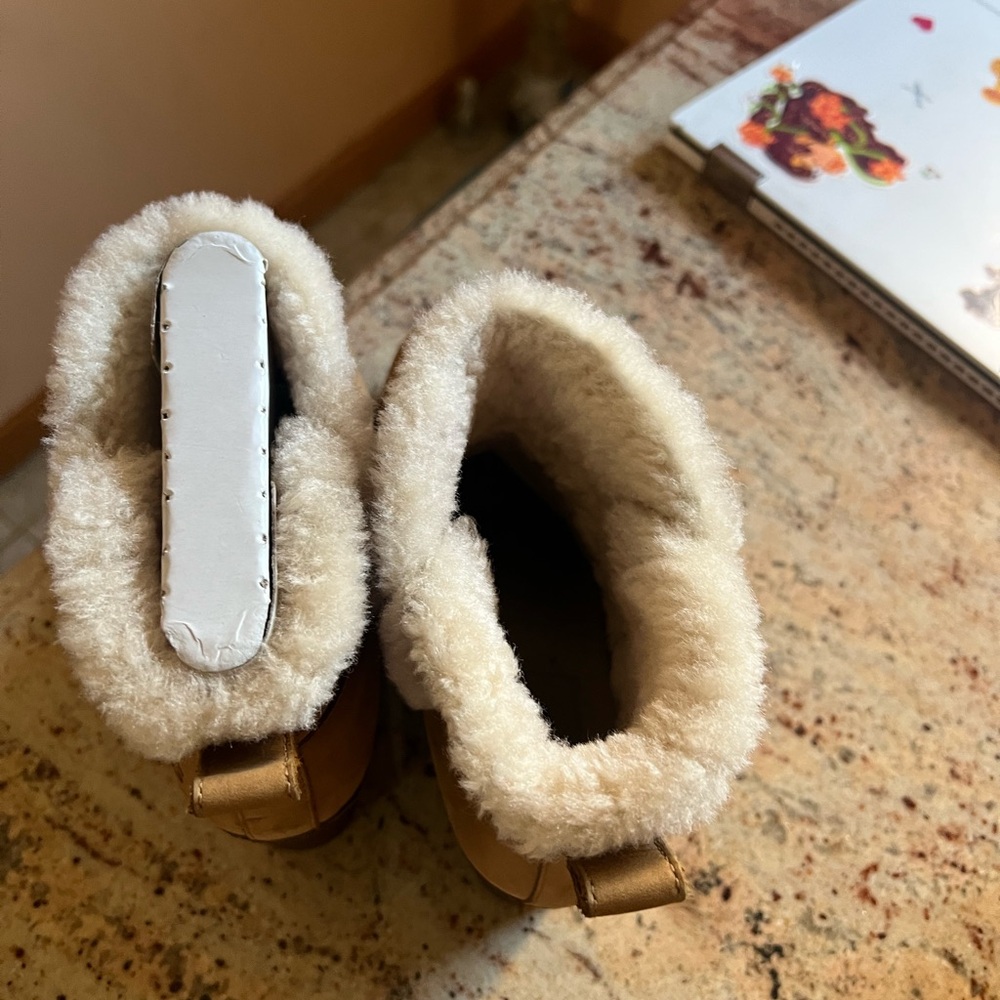 UGG Tan Shearling Platform Shoes